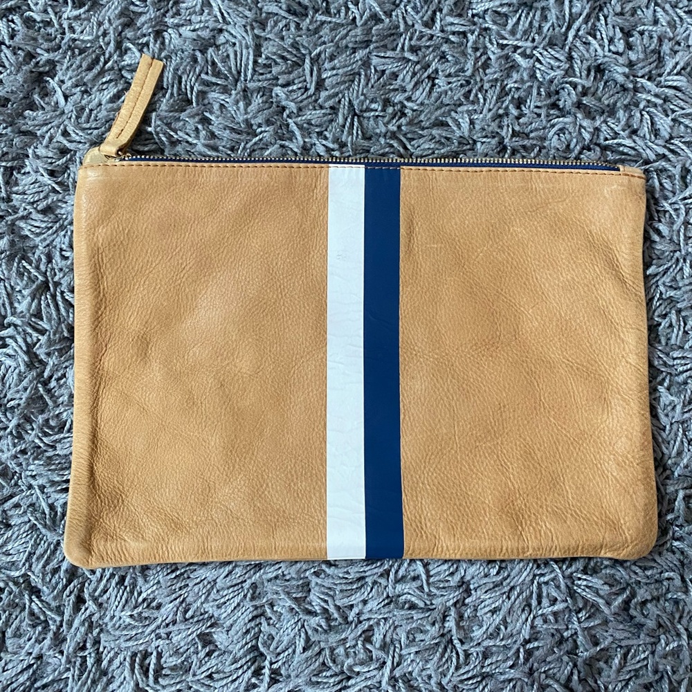 Clare V. Flat Clutch striped